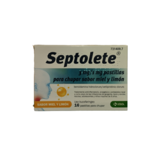 SEPTOLETE 3 MG/1 MG 16 PASTILLAS PARA CHUPAR (SABOR MIEL Y LIMON)