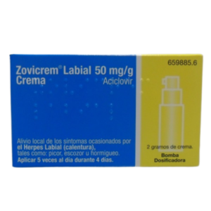ZOVICREM LABIAL 50 MG/G CREMA 1 TUBO 2 G  BOMBA DOSIFICADORA